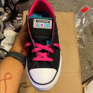 Black and pink converses